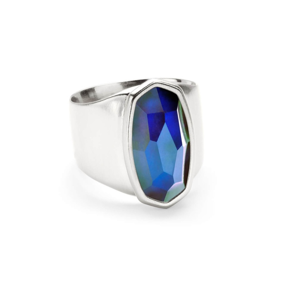 NIB Kendra Scott Leah Mood Ring In Silver Sz. 7
